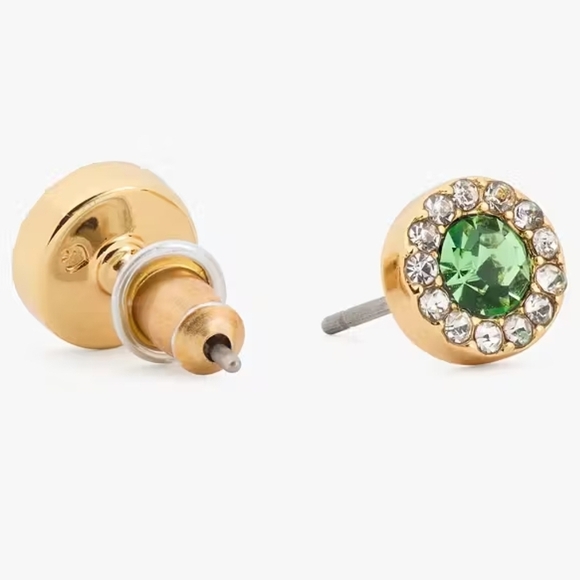 🔹Kate Spade🔹️ Green Gold Peridot You're a Gem Halo Pave Crystal Stud  Earrings - Picture 3 of 3